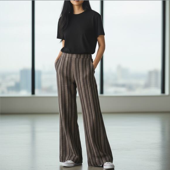 Free People Retro Boho Pinstripe Flares - Picture 1 of 7